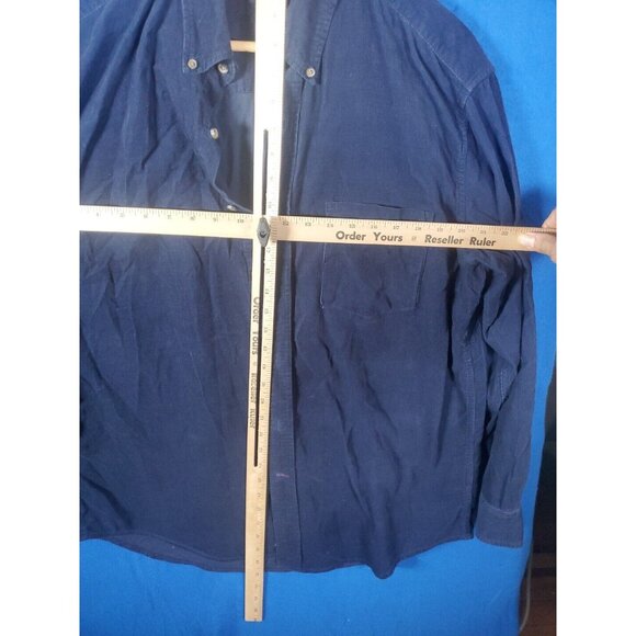 Club Room Corduroy Shirt Men's Size Large Blue Long Sleeve Button Up Casual - Picture 5 of 12